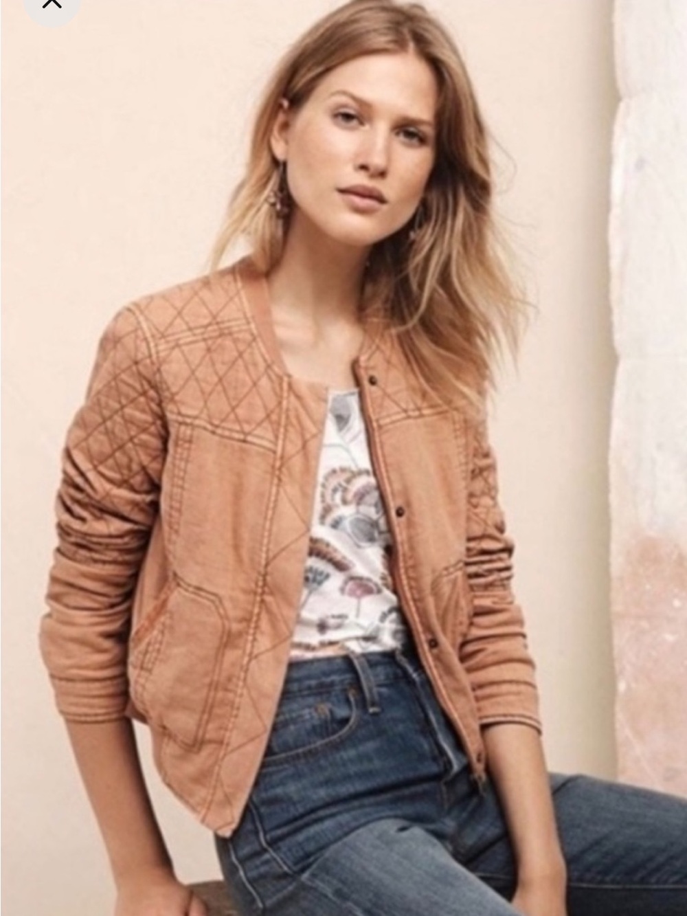 Anthropologie Hei Hei Itinerary Quilted Bomber Jacket